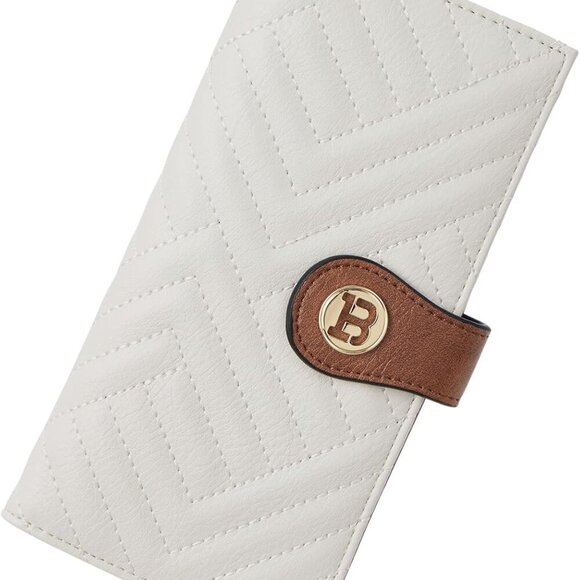 Women Leather RFID Slim Wallet Bifold with Zipper Pocket Beige Brown
